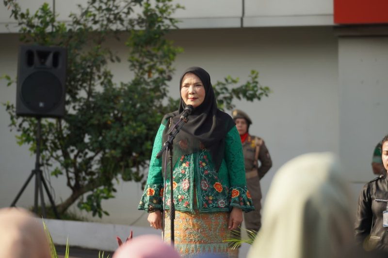 Wali Kota Bandar Lampung Hj. Eva Dwiana saat memimpin Peringatan Hari Kartini Tahun 2026, Selasa (21/04/2026).