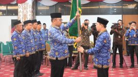 Sekdaprov Marindo Kurniawan saat Pengukuhan Pengurus KORPRI Way Kanan , di Ruang Abung, Balai Keratun Lantai 1, Kamis (30/4/2026).
