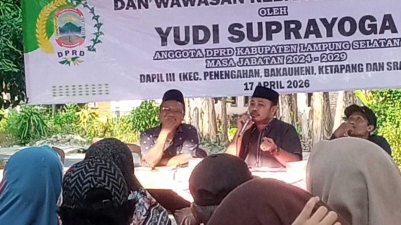 Yudi Suprayoga, Anggota DPRD Kabupaten Lampung Selatan, saat membina warga Desa Ruguk dalam kegiatan IPWK, Jumat 17 April 2026. 