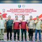 Para pejabat dan panitia berfoto bersama usai pembukaan Kejurprov ORADO Lampung 2026 Piala Gubernur di Balai Keratun, 18 April 2026. (Foto: Proyeksi.id)