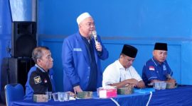 Ketua DPD PAN Bandar Lampung Firmansyah Y Alfian menyampaikan sambutan saat Muscab DPC PAN Bandar Lampung di Rumah PAN, 18 April 2026. (Foto: Proyeksi.id)
