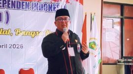 Agus Yusuf Ahmadi, S.H., M.H., C.Me., CLA. menyampaikan sambutan setelah terpilih secara aklamasi sebagai Ketua Umum DPP AKJII periode 2026-2031 dalam Rapat Anggota Luar Biasa AKJII di Hotel Pringgodani Tawangmangu, Karanganyar, Jawa Tengah, Sabtu 18 April 2026. (Foto: Dok. AKJII)