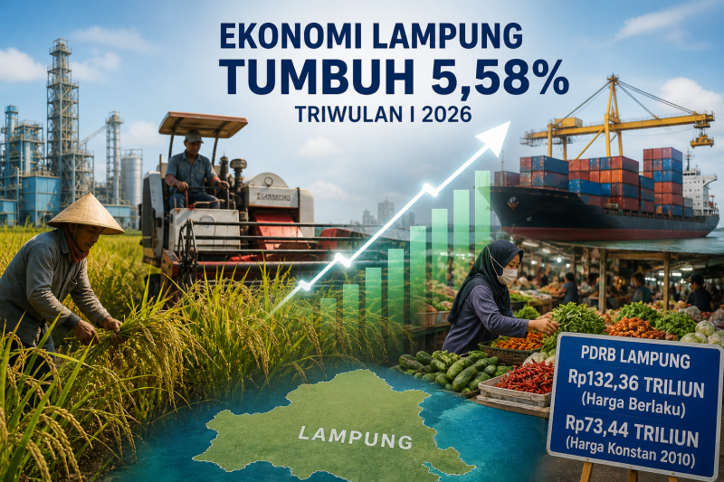 Keterangan foto: Ekonomi Lampung tumbuh 5,58 persen pada triwulan I 2026, didorong panen raya, aktivitas perdagangan, dan tingginya konsumsi saat Idulfitri. ilustrasi