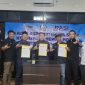 Tiga Organisasi Konstituen Dewan Pers Provinsi Lampung Saat melakukan penandatanganan pakta integritas di Sekretariat Sekber yang ada di bilangan Jalan Sultan Agung, Bandar Lampung, Jumat (1/05/2026).