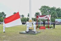 Sekretaris Daerah Provinsi Lampung, Marindo Kurniawan sebagai inspektur upacara Hari Pendidikan Nasional (Hardiknas) Tahun 2026 yang digelar di Lapangan Korpri, Senin (4/5/2026). ist