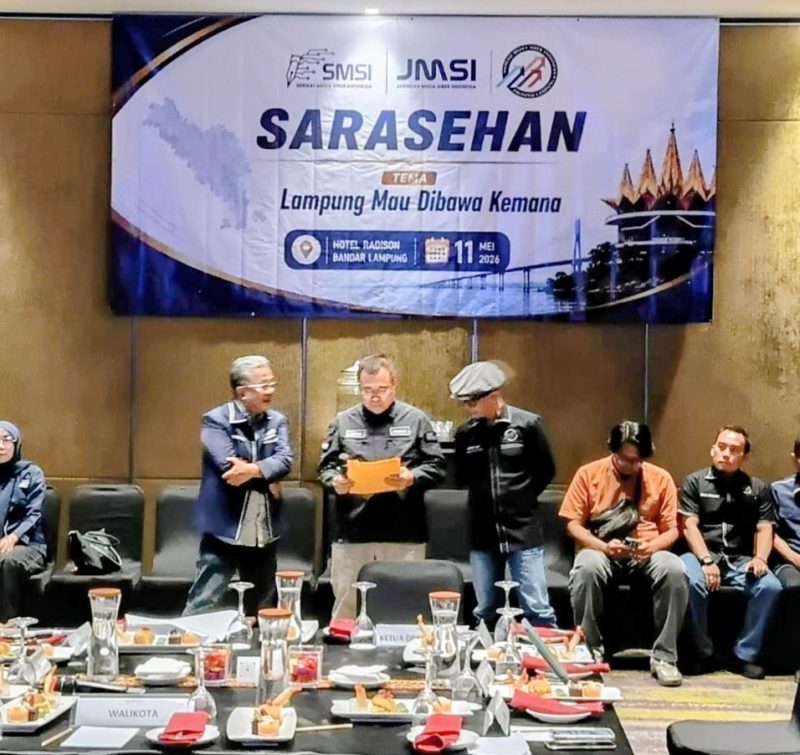 Ketua Serikat Media Siber Indonesia (SMSI) Donny Irawan Didampingi Ketua Jaringan Media Siber Indonesia (JMSI) Ahmad Novriwan dan Ketua Asosiasi Media Siber Indonesia (AMSI) Hendri Stiadi.