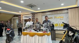 Kapolda Lampung, Helfi Assegaf saat Konferensi pers di Siger Lounge Polda Lampung, Jumat, 15 Mei 2026.