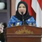 Wali Kota Bandarlampung Eva Dwiana saat membuka sosialisasi inovasi daerah di Aula Semergou, Rabu, 20 Mei 2026.