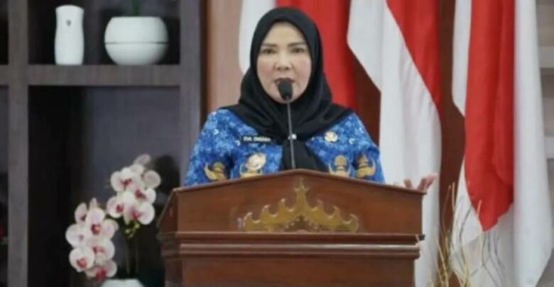 Wali Kota Bandarlampung Eva Dwiana saat membuka sosialisasi inovasi daerah di Aula Semergou, Rabu, 20 Mei 2026.