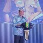 Kadiskominfotiksan Provinsi Lampung, Ganjar Jationo, membacakan sambutan Gubernur Lampung pada Puncak Penganugerahan Duta Bahasa Provinsi Lampung 2026 di Balai Keratun, Sabtu (23/5/2026).