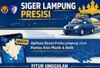 Ilustrasi aplikasi Siger Lampung Presisi milik Polda Lampung yang dapat digunakan masyarakat untuk memantau arus mudik dan kondisi lalu lintas real time saat libur panjang Iduladha-Waisak 2026.