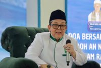 Komisaris Independen PT PLN (Persero) Prof. Dr. KH. Ali Masykur Musa memberikan sambutan pada Pengajian Triwulan Idaroh Wustho JATMAN Provinsi Lampung di Ponpes Al Ishlah Natar Lampung Selatan, 31 Mei 2026.