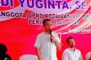 Anggota DPRD Kota Bandar Lampung Fraksi PDI Perjuangan, Dedi Yuginta, S.E., M.Si., memberikan sambutan pada kegiatan Sosialisasi Pembinaan Ideologi Pancasila dan Wawasan Kebangsaan di Kelurahan Kotabaru, Kecamatan Tanjung Karang Timur, Kota Bandar Lampung, Kamis 4 Juni 2026. 