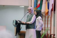 Wakil Gubernur Lampung Jihan Nurlela menyampaikan sambutan saat membuka Rapat Pimpinan Nasional Pimpinan Pusat Ikatan Pelajar Putri Nahdlatul Ulama (Rapimnas PP IPPNU) 2026 di Balai Keratun, Bandar Lampung, Sabtu 13/6/2026. [Foto: Adpim Pemprov Lampung]