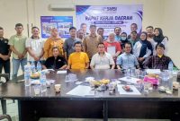 Ketua SMSI Lampung Doni Irawan bersama jajaran pengurus provinsi Lampung Foto Bersama selesai Rapat Koordinasi di Sekretariat Jalan P. Tirtayasa No. 12, Bandar Lampung, Rabu 24/6/2026.