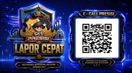 Tampilan QR Code "E-Call Presisi - Lapor Cepat" Aplikasi Siger Lampung Presisi milik Polda Lampung. Aplikasi ini mempercepat pelaporan tindak kriminal dan koordinasi antarsatuan seperti pengungkapan pencurian rambu Chevron di Tol Terpeka 27 Juni 2026. (Proyeksi.id/Polda Lampung)