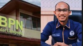 Kolase Kantor Pertanahan Kota Bandar Lampung dan Ketua Umum DPP KAMPUD Seno Aji. Polda Lampung telah memeriksa 10 saksi terkait kasus dugaan bocor data pribadi pemohon di BPN Bandar Lampung.
