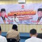 Ketua DPW PKS Lampung H. Ade Utami Ibnu, SE menyampaikan materi saat kegiatan Training for Trainer (TFT) Daurah Murobbi di Aula GSG Ragom Sejahtera, Sabtu (11/7/2026). Foto: Proyeksi