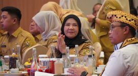Wali Kota Bandar Lampung Eva Dwiana saat menghadiri Rakornas Samsat 2026 di Bandar Lampung, Selasa (14/7/2026). Dalam forum tersebut, Eva mendorong inovasi layanan pajak dan mempromosikan program unggulan Pemkot Bandar Lampung. foto: istimewa