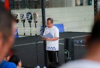 Kepala BI Lampung Bimo Epyanto saat membuka Siger Smash Padel Tournament 2026. BI dorong digitalisasi QRIS lewat olahraga.
