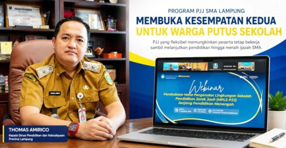 Kepala Dinas Pendidikan dan Kebudayaan Provinsi Lampung, Thomas Amirico. Pemprov Lampung resmi membuka Program PJJ SMA bagi warga yang sempat putus sekolah. Foto: Istimewa