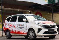 Penampakan mobil Maxim edisi khusus HUT RI ke-81 dengan desain peta Indonesia. Pada 17 Agustus 2026, pengguna yang mendapat mobil ini akan digratiskan perjalanannya. FOTO: DOK. Rilis Maxim Indonesia